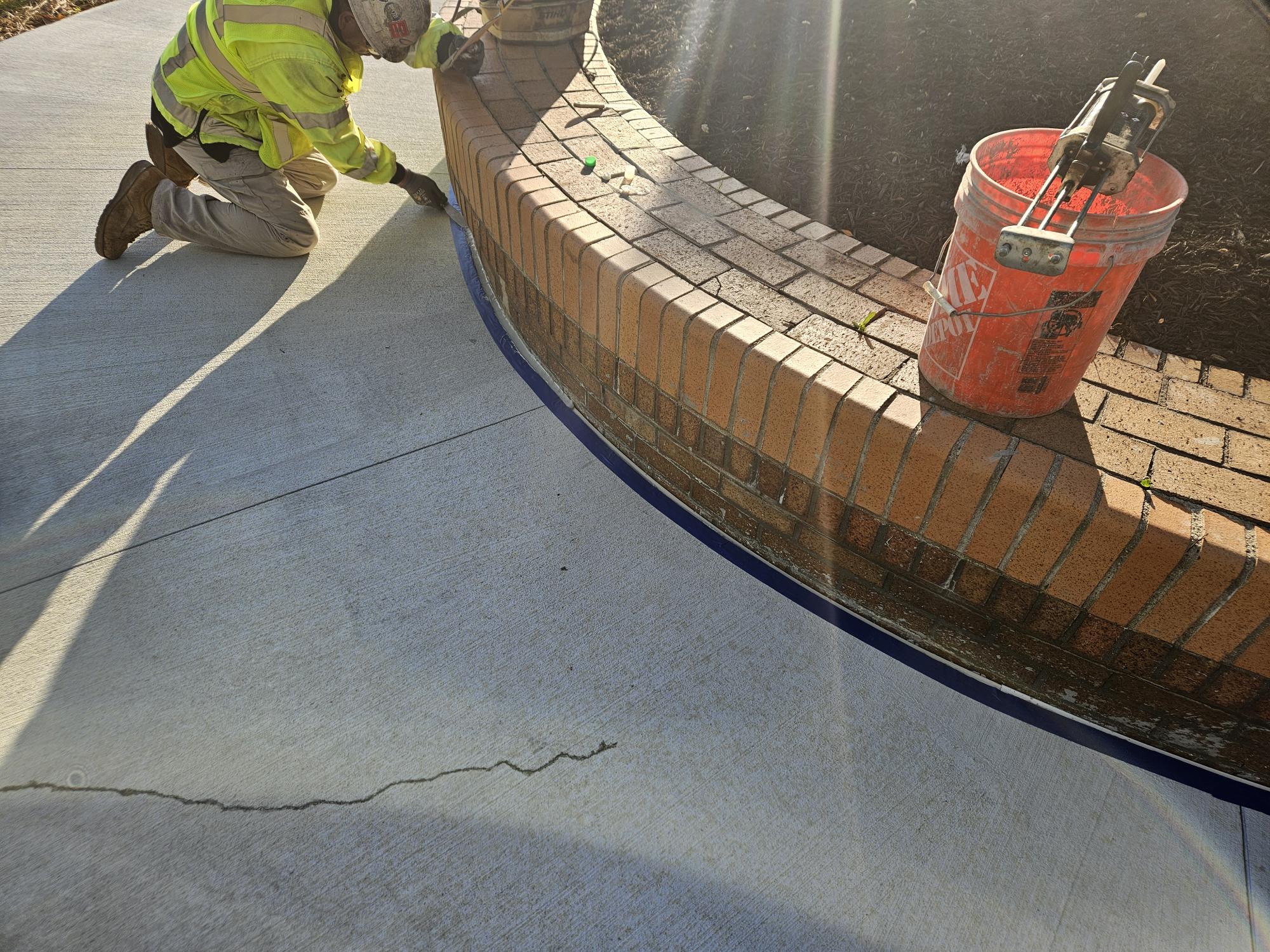 Bottom of brick seating